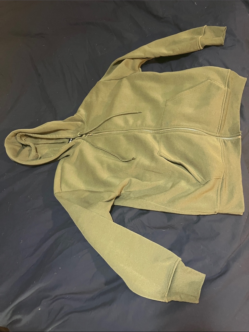 Charlotte Russe Forest Green Hooded Zip-Up Sweatshirt